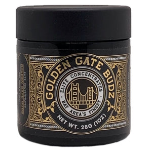 GOLDEN GATE BUDZ | 28g Concentrate Container | Black | Child Resistant Glass Jar | 3oz
