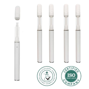 WHITE | Disposable Ceramic Vape Cartridge Pen | 1.0mL Glass Tank | 350mAh Rechargeable