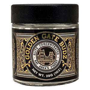 GOLDEN GATE BUDZ | 28g Concentrate Container | Clear | Child Resistant Glass Jar | 3oz