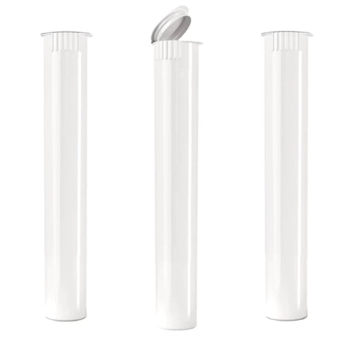 WHITE | 95mm Plastic Pre-Roll Packaging Doob Tube | Child Resistant