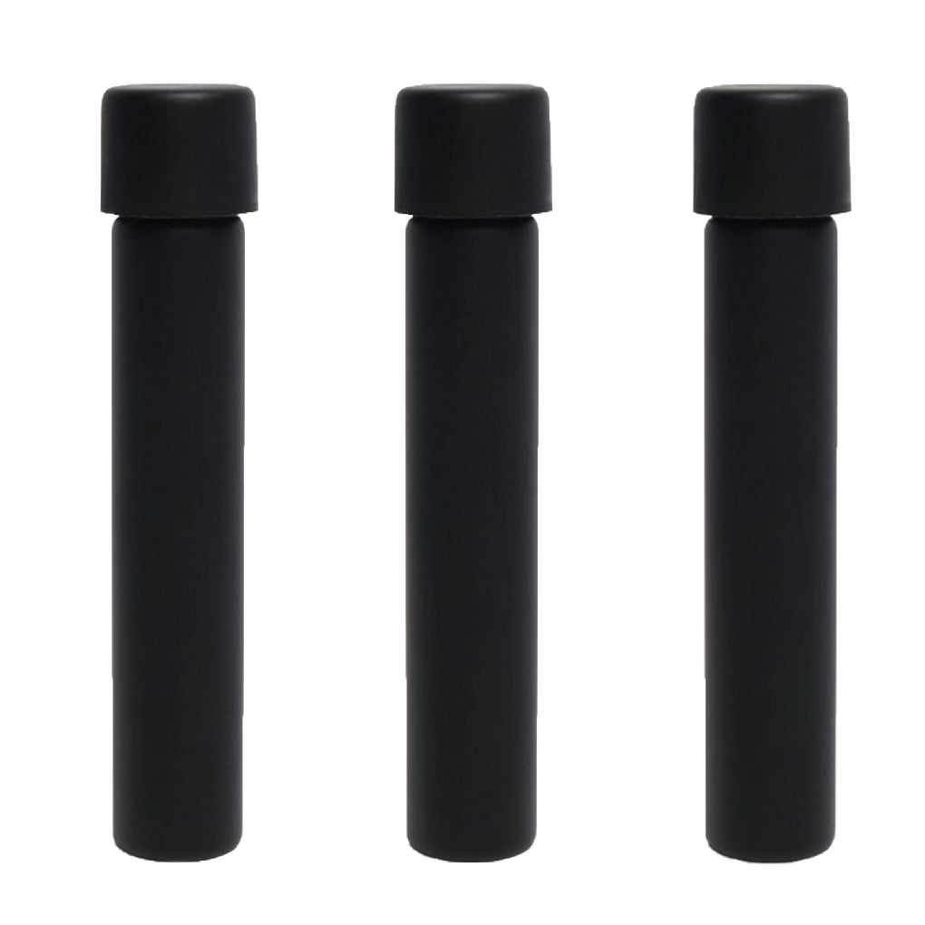 MATTE BLACK | 115mm Glass Pre-Roll Packaging Tube | Child Resistant | Black Cap