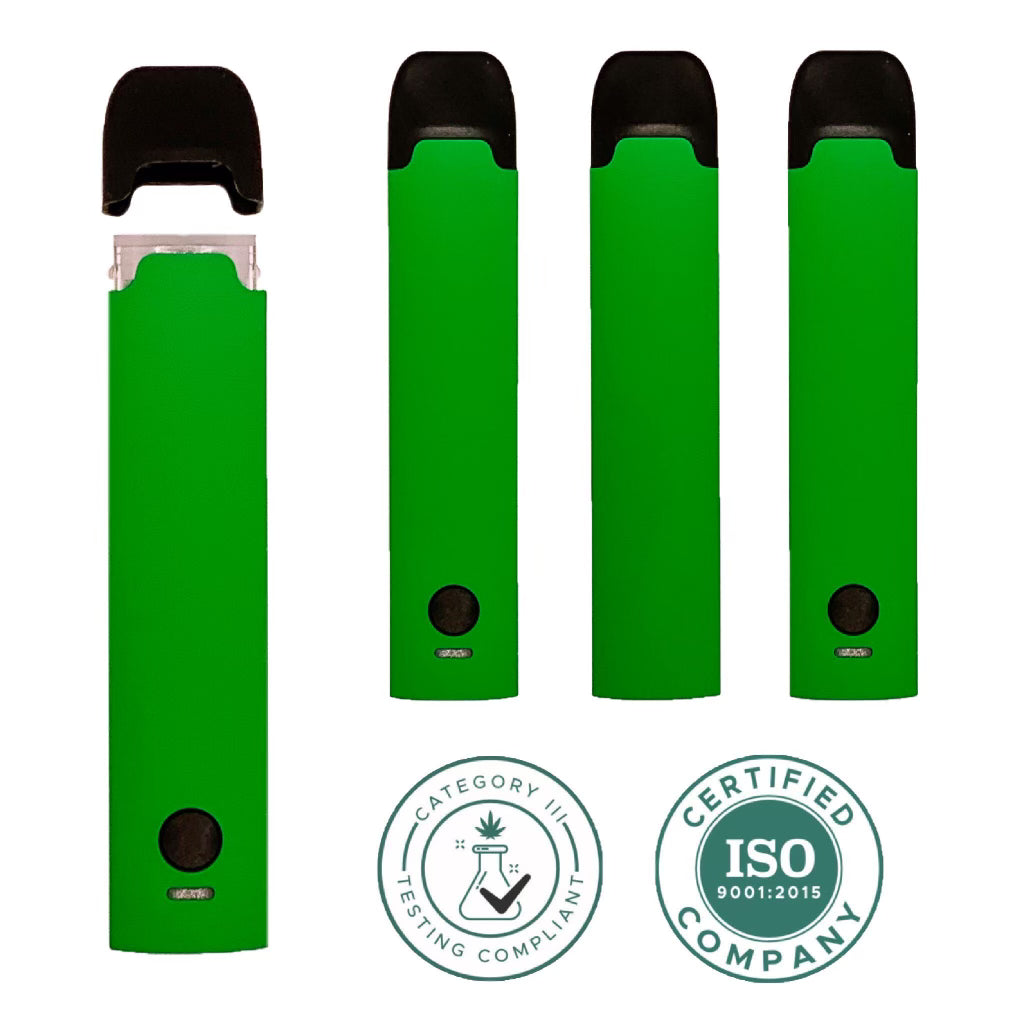 GREEN | Disposable Vape Cartridge | 1 mL Tank | Pre-Heat Button | 280mAh Rechargeable