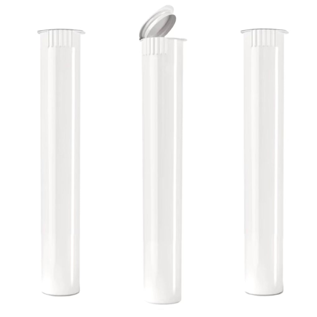 WHITE | 80mm Plastic Pre-Roll Packaging Doob Tube | Child Resistant