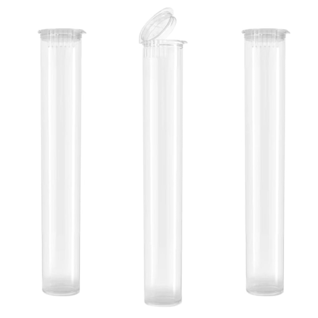 CLEAR | 116mm Plastic Pre-Roll Packaging Doob Tube | Child Resistant
