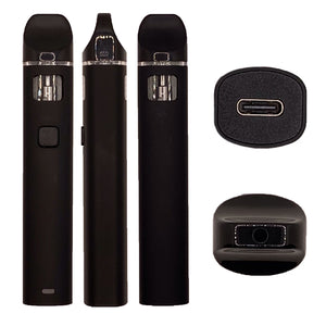 BLACK | Disposable Vape Cartridge | 2 mL Tank | Pre-Heat Button | 500 mAh Rechargeable