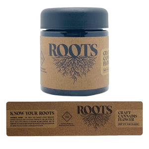 ROOTS | 3.5g Black Plastic Jars | Child Resistant 8th Packaging