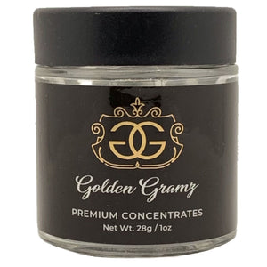 GOLDEN GRAMZ | 28g Concentrate Container | Clear | Child Resistant Glass Jar | 3oz