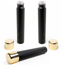 Load image into Gallery viewer, MATTE BLACK | 115mm Glass Pre-Roll Packaging Tube | Child Resistant | Gold Cap