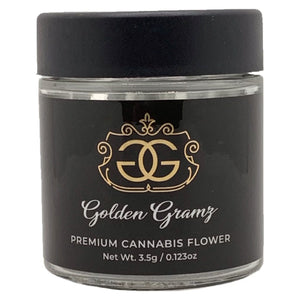 GOLDEN GRAMZ | 3.5g Clear Glass Jars | Child Resistant 8th Packaging
