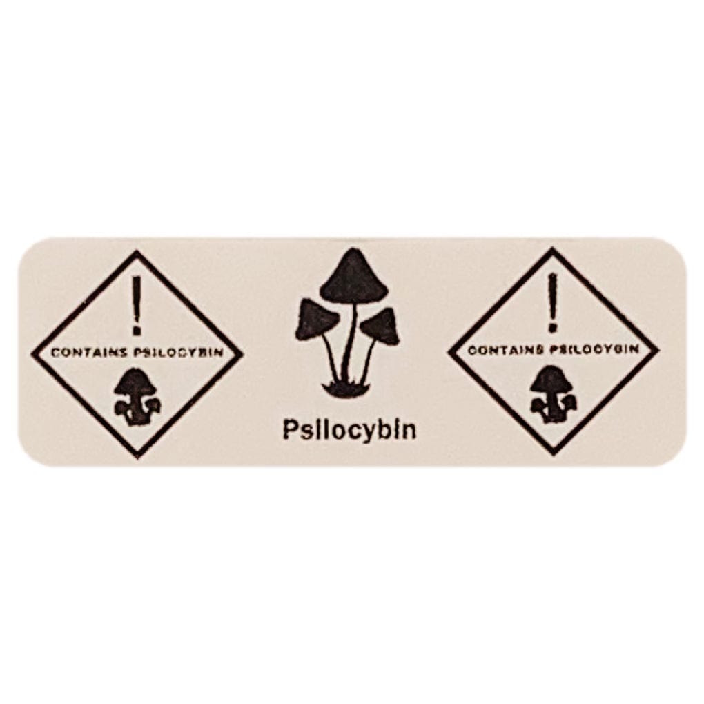 Magic Mushroom Warning Labeling Sticker | Diamond Logo | .75 x 2.25 ...