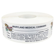 Load image into Gallery viewer, MARYLAND Cannabis State Warning Label | Strain Label | 3“ x 1“ | 500 Stickers