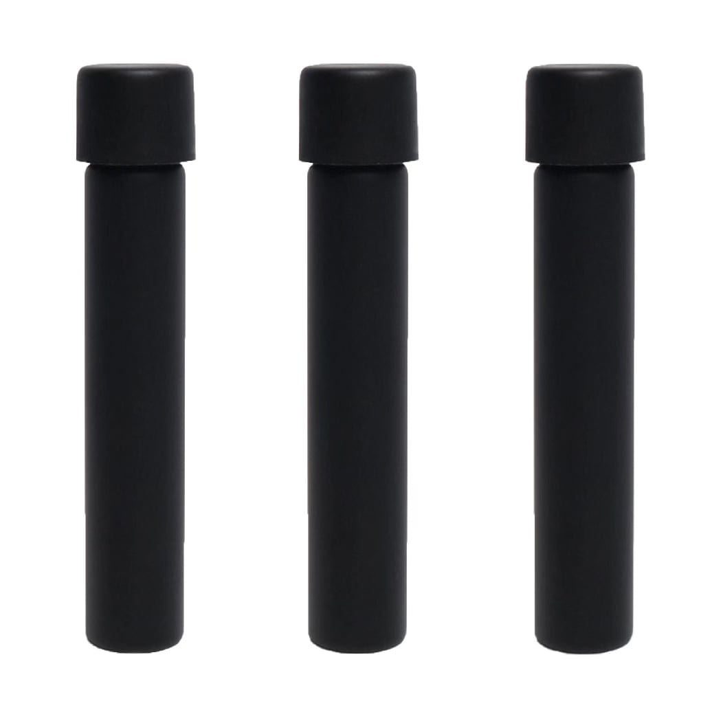 MATTE BLACK | 115mm Glass Pre-Roll Packaging Tube | Child Resistant | Black Cap