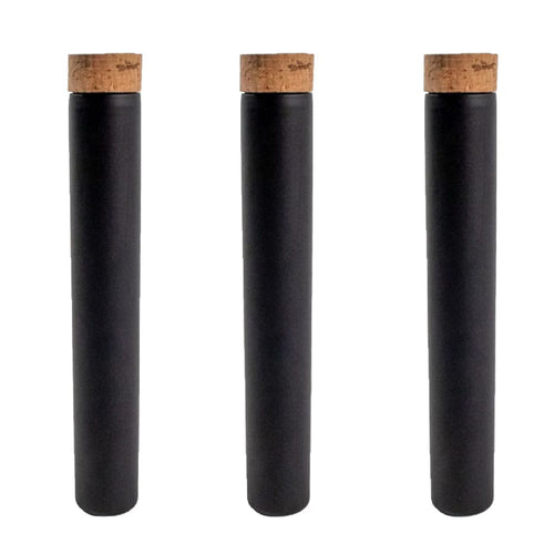 MATTE BLACK | 125mm Glass Pre-Roll Packaging Tube | T-Cork Cap