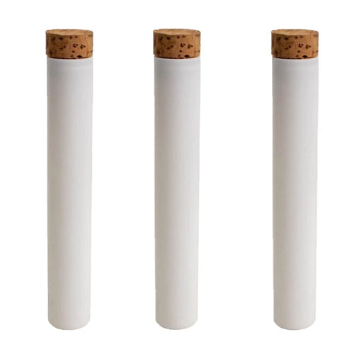 MATTE WHITE | 125mm Glass Pre-Roll Packaging Tube | T-Cork Cap