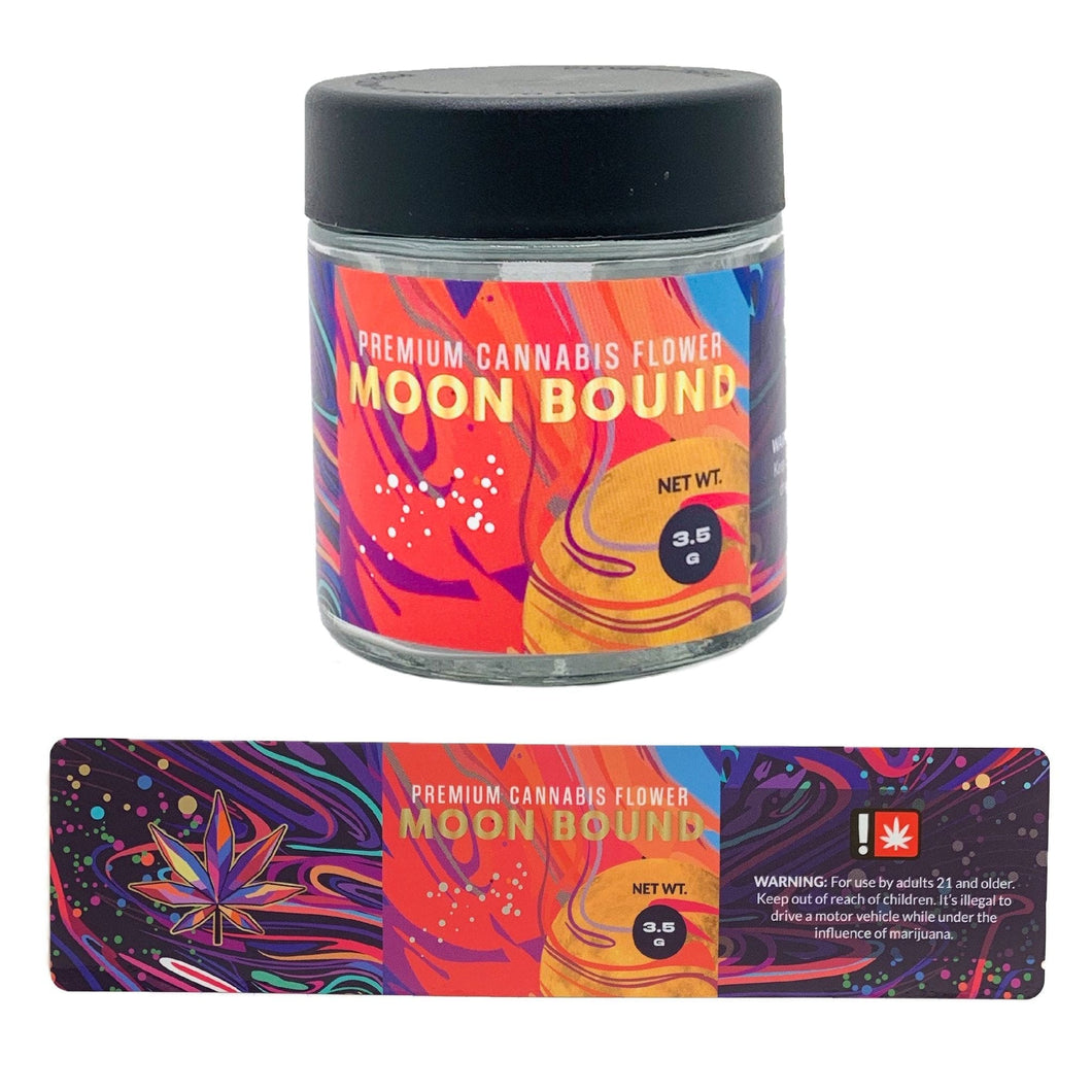 MOON BOUND | 3.5g Clear Glass Jars | Child Resistant 8th Packaging