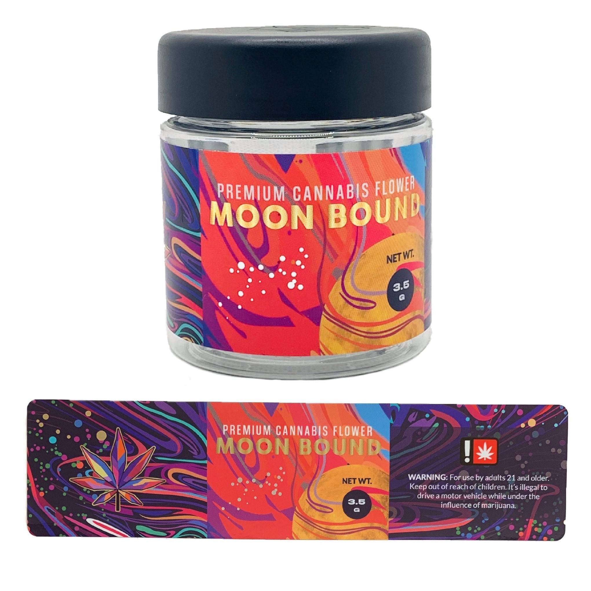 MOON BOUND | 3.5g Clear Plastic Jars | Child Resistant 8th