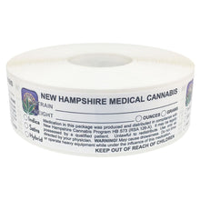 Load image into Gallery viewer, NEW HAMPSHIRE Cannabis State Warning Label | Strain Label | 3“ x 1“ | 500 Stickers