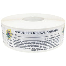 Load image into Gallery viewer, NEW JERSEY Cannabis State Warning Label | Strain Label | 3“ x 1“ | 500 Stickers