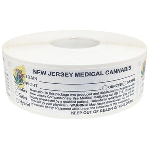 NEW JERSEY Cannabis State Warning Label | Strain Label | 3“ x 1“ | 500 Stickers