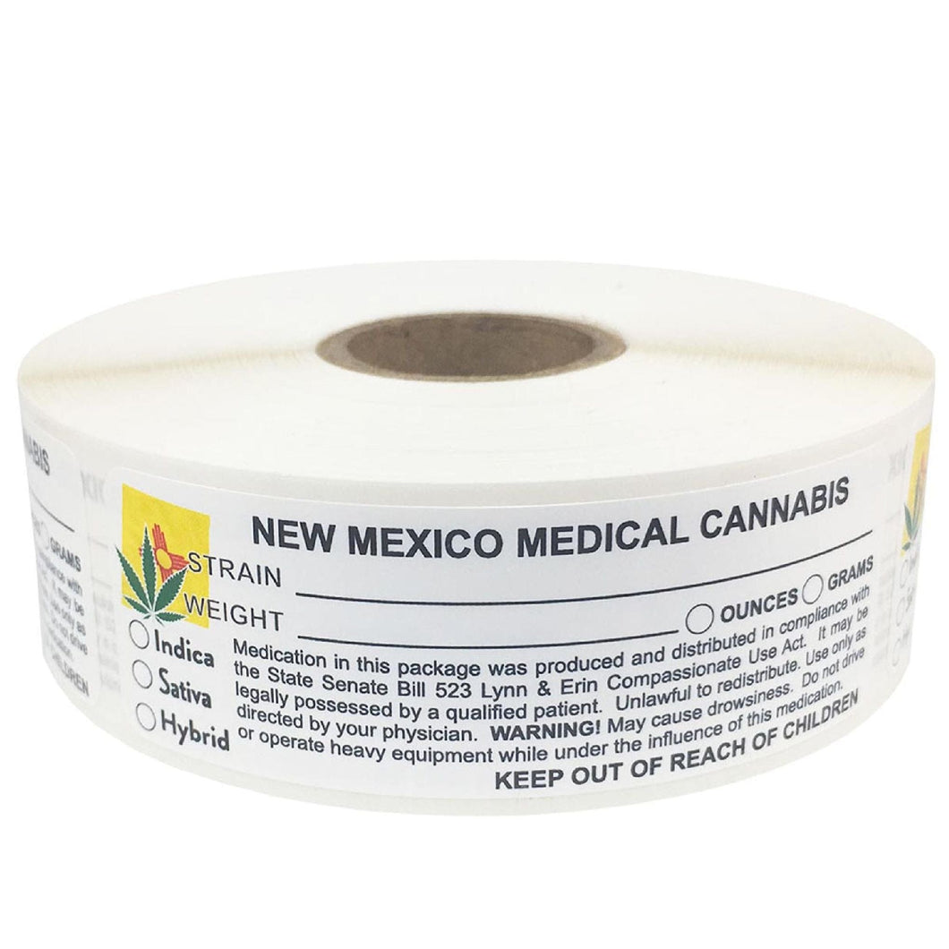 NEW MEXICO Cannabis State Warning Label | Strain Label | 3“ x 1“ | 500 Stickers