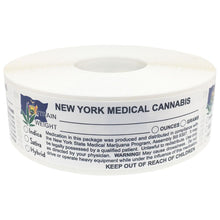 Load image into Gallery viewer, NEW YORK Cannabis State Warning Label | Strain Label | 3“ x 1“ | 500 Stickers