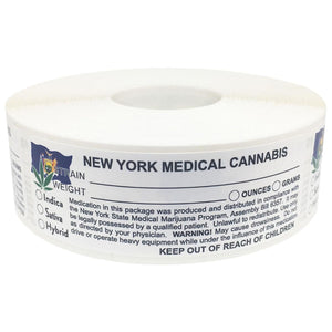 NEW YORK Cannabis State Warning Label | Strain Label | 3“ x 1“ | 500 Stickers