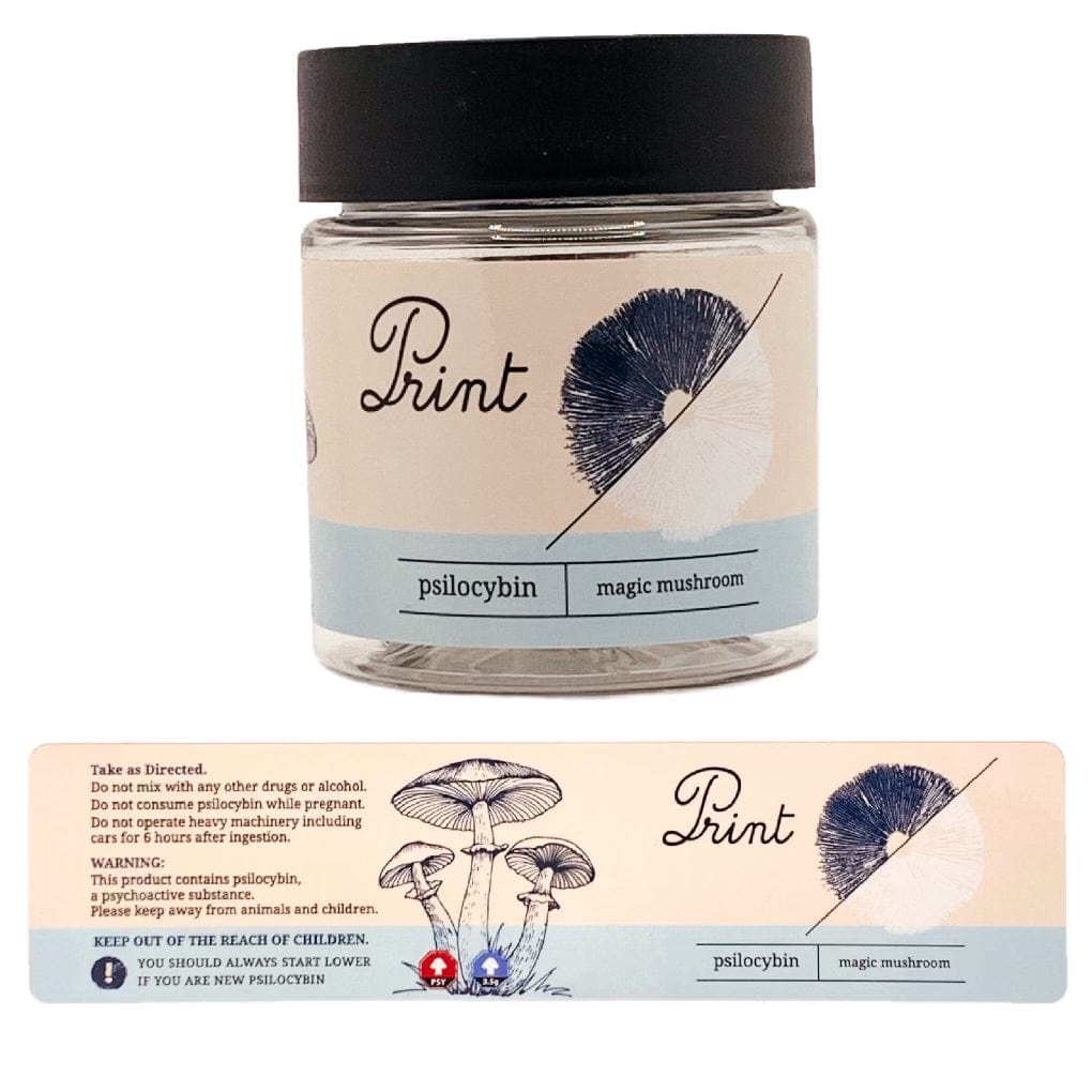 PRINT | 3.5g Clear Plastic Jars | Child Resistant | Magic Mushroom 8th Packaging