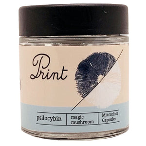 PRINT | Microdose | 3oz Clear Glass Jars | Child Resistant | Magic Mushroom Packaging