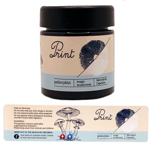 PRINT | Microdose | 4oz Black Plastic Jars | Child Resistant | Magic Mushroom Packaging