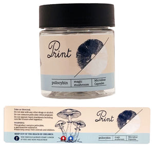 PRINT | Microdose | 4oz Clear Plastic Jars | Child Resistant | Magic Mushroom Packaging