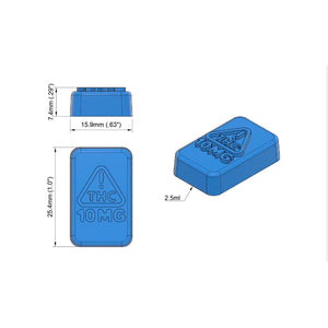 Rectangle Gummy Edible Mold | NEVADA THC Symbol | 2.5 mL | Silicone