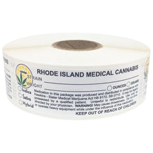 Load image into Gallery viewer, RHODE ISLAND Cannabis State Warning Label | Strain Label | 3“ x 1“ | 500 Stickers