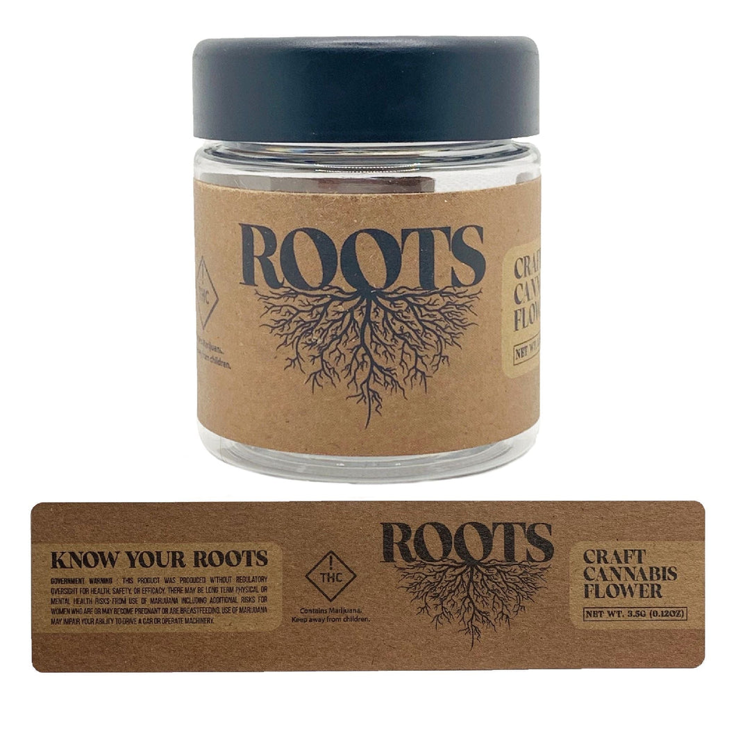 ROOTS | 3.5g Clear Plastic Jars | Child Resistant 8th Packaging