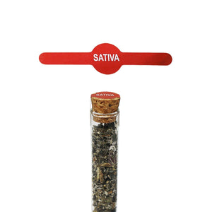 Metallic Red Sativa Doob Tube Tamper Labels 0.6″ X 2.5″