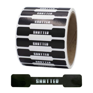 SHATTER | Black | Tamper Evident Labels | 0.5 x 2.75″