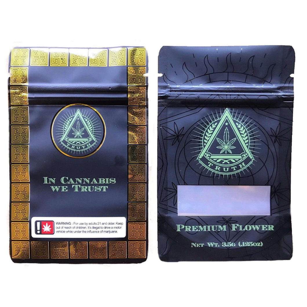 3.5g Mylar Bags | Resealable 8th Barrier Bag Packaging | TRUTH | 8000 ...