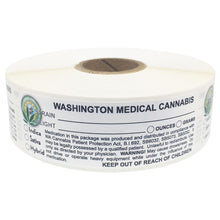 Load image into Gallery viewer, WASHINGTON Cannabis State Warning Label | Strain Label | 3“ x 1“ | 500 Stickers