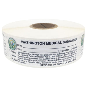 WASHINGTON Cannabis State Warning Label | Strain Label | 3“ x 1“ | 500 Stickers