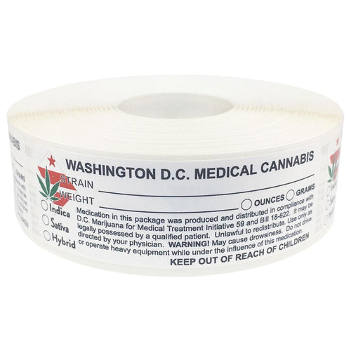 WASHINGTON D.C. Cannabis Warning Label | Strain Label | 3“ x 1“ Sticker