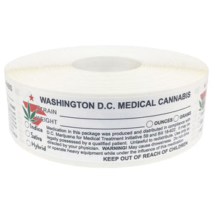 WASHINGTON D.C. Cannabis Warning Label | Strain Label | 3“ x 1“ Sticker