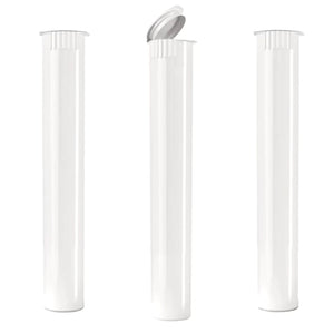 WHITE | 116mm Plastic Pre-Roll Packaging Doob Tube | Child Resistant